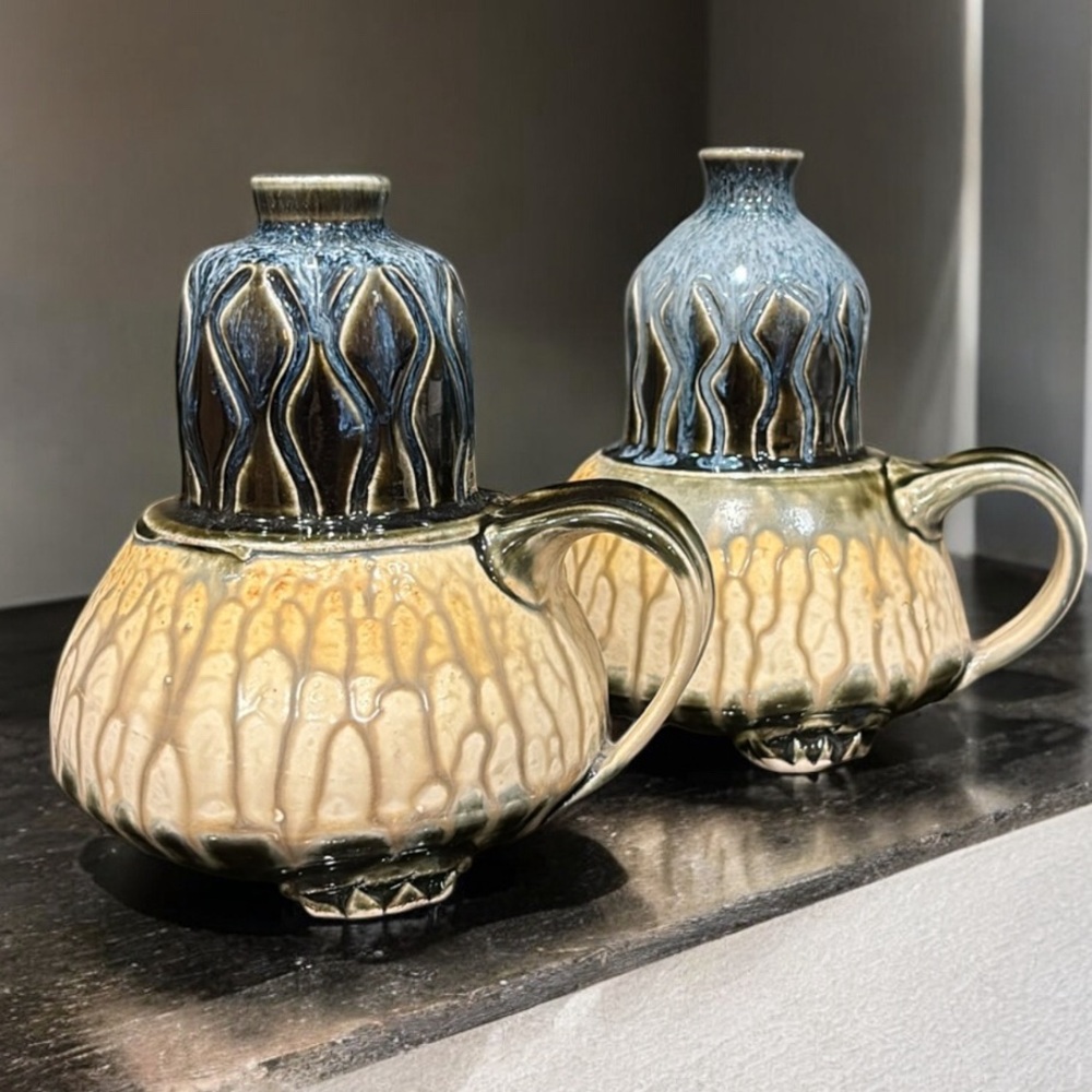 Ceramic Ira Burhan Candlestick Holder Vintage Set of 2 Excellent Condition